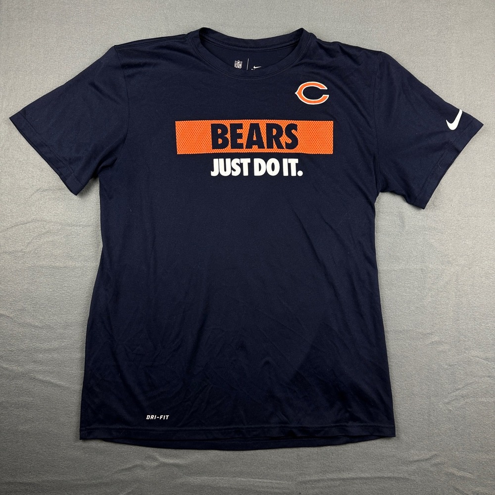 Nike Chicago Bears NFL Dri-FIT T-Shirt Navy Blue Just Do It Mens Large Football